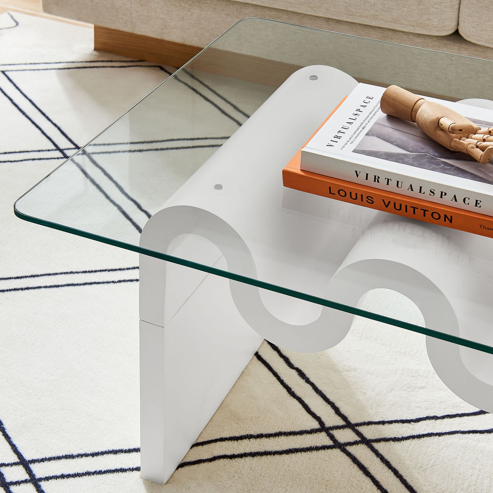 Ondine Glass Top Coffee Table - White