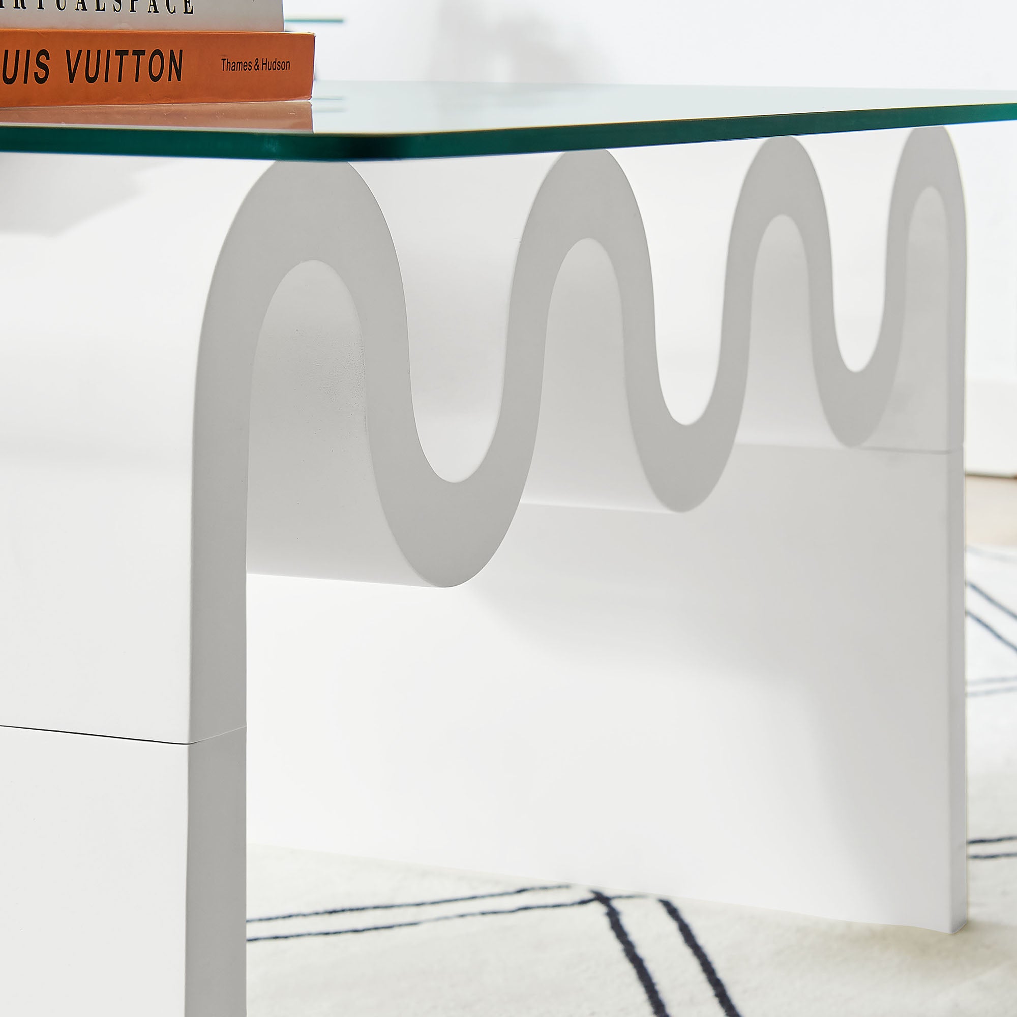 Ondine Glass Top Coffee Table - White