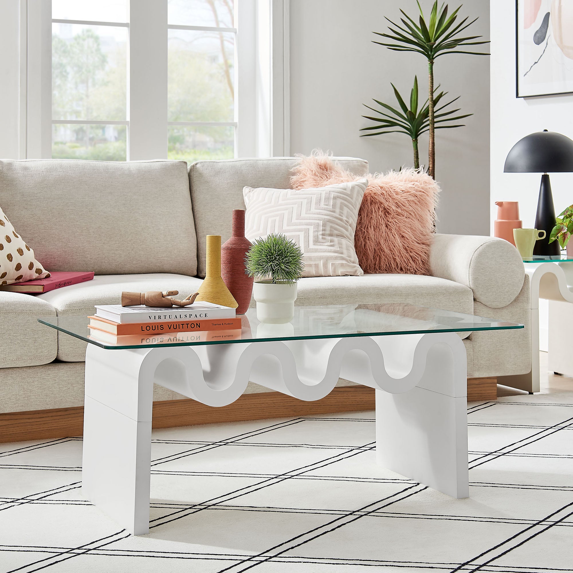 Ondine Glass Top Coffee Table - White