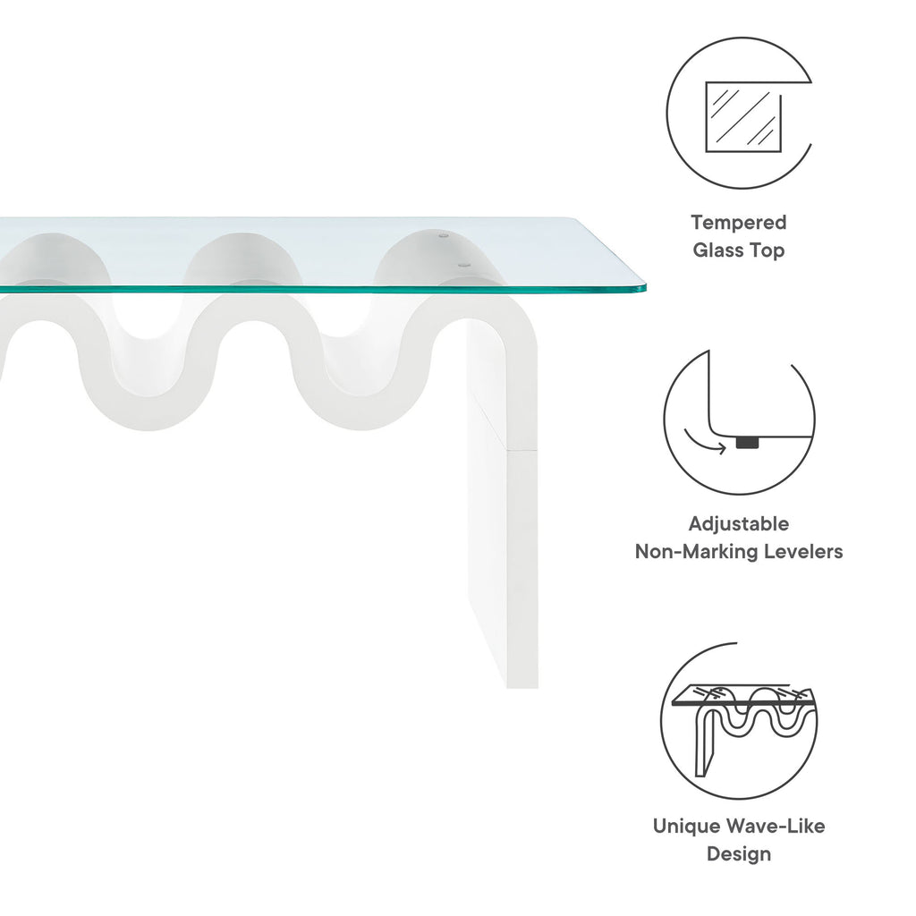 Ondine Glass Top Coffee Table - White