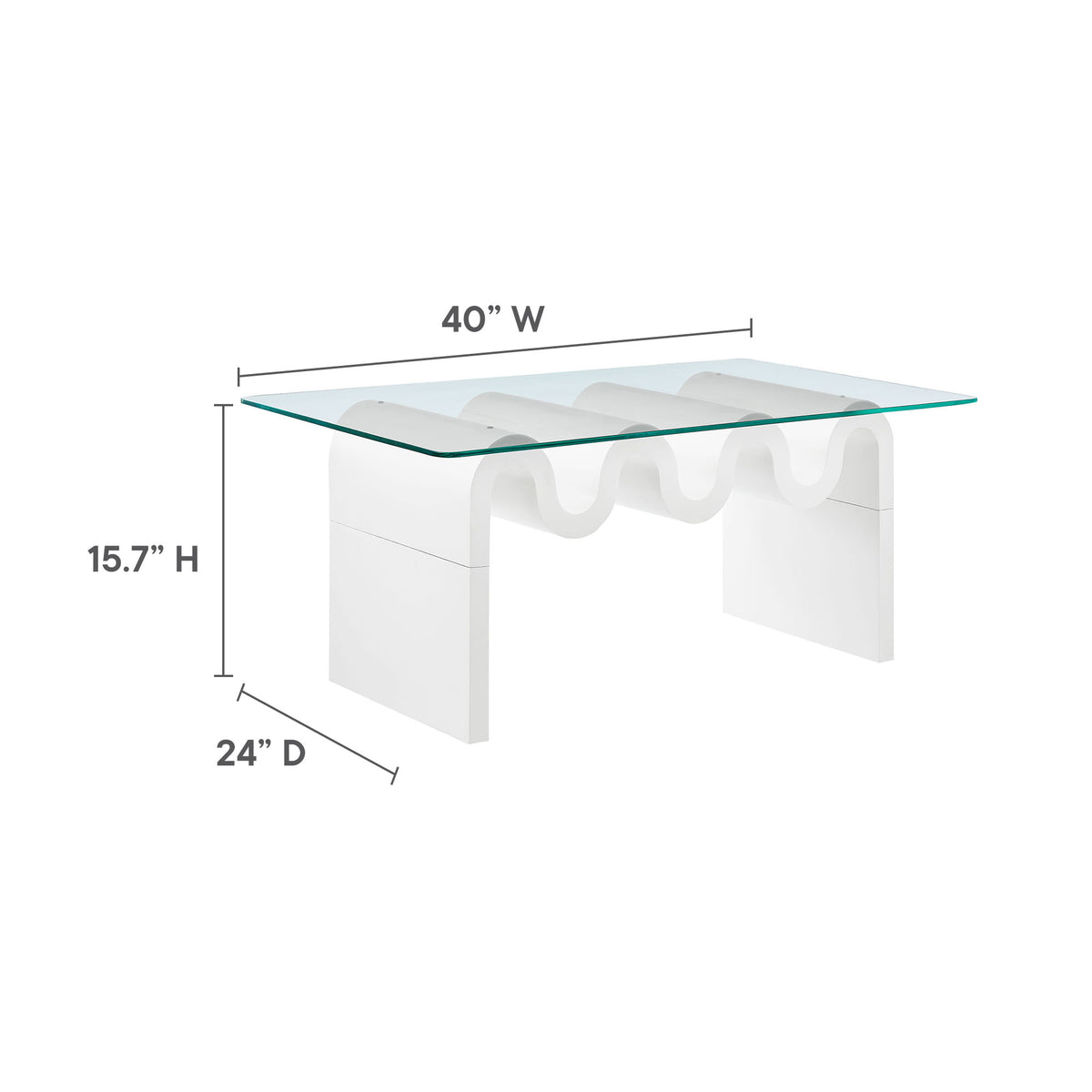 Ondine Glass Top Coffee Table - White