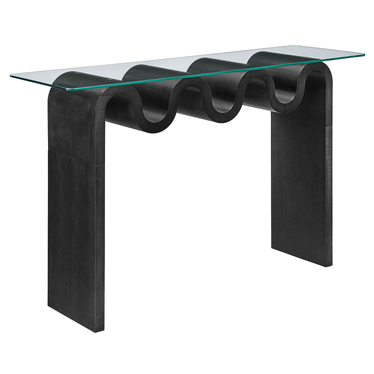 Ondine Glass Top 50" Console Table - Black