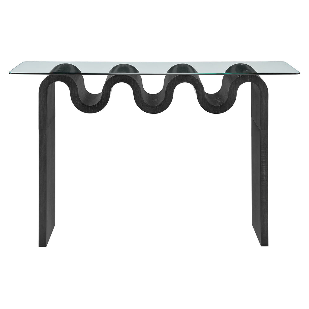 Ondine Glass Top 50" Console Table - Black