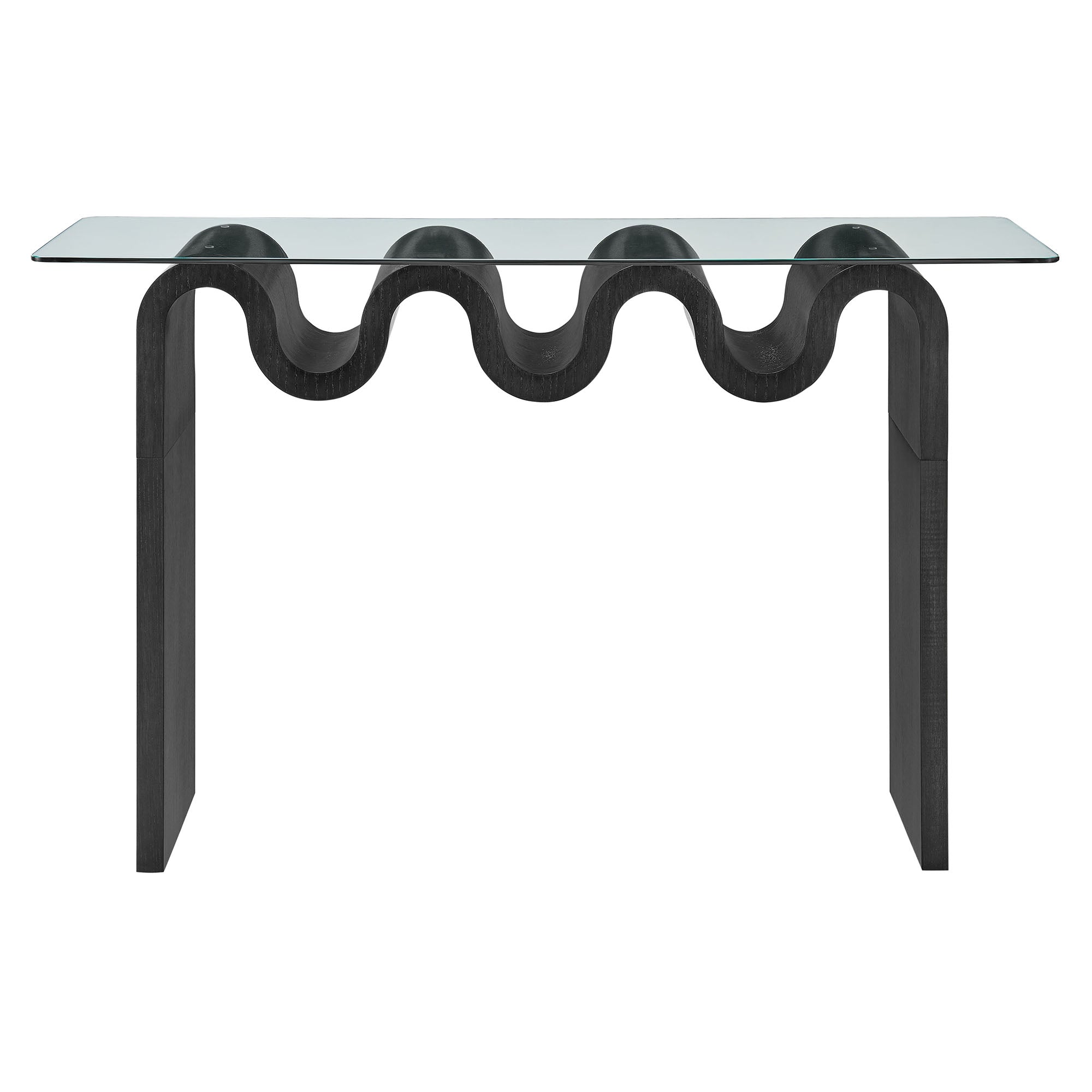 Ondine Glass Top 50" Console Table - Black
