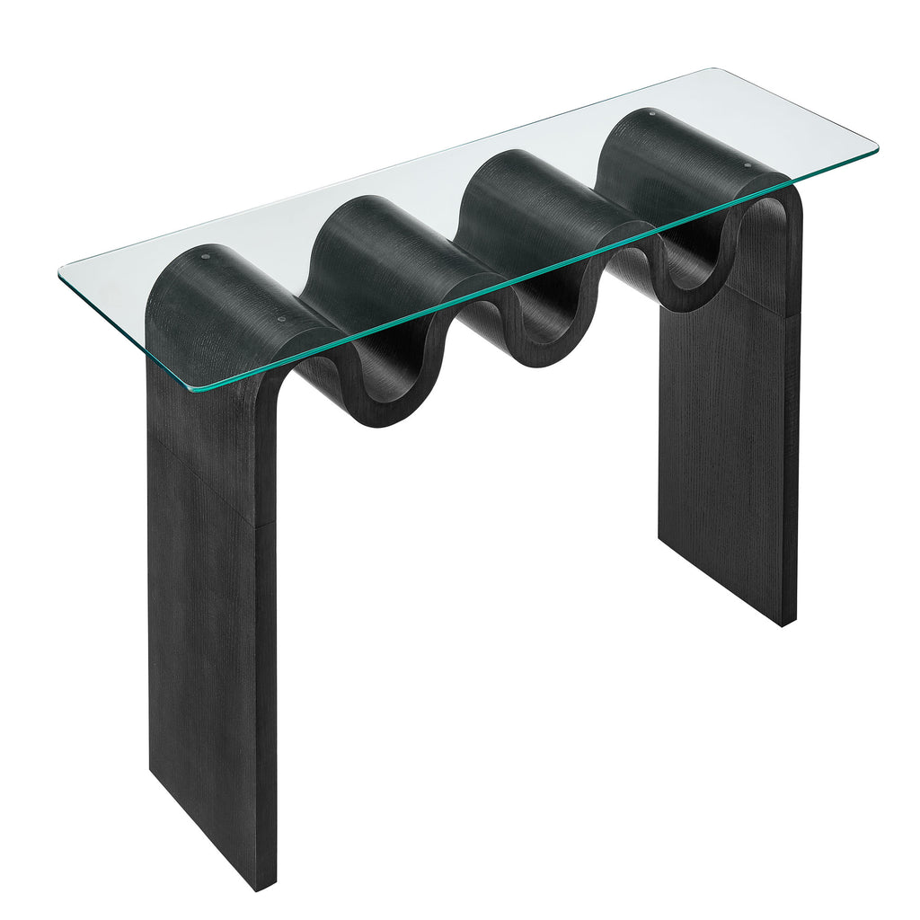 Ondine Glass Top 50" Console Table - Black