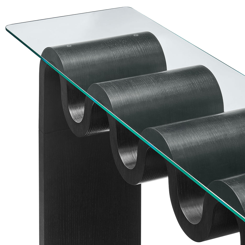 Ondine Glass Top 50" Console Table - Black
