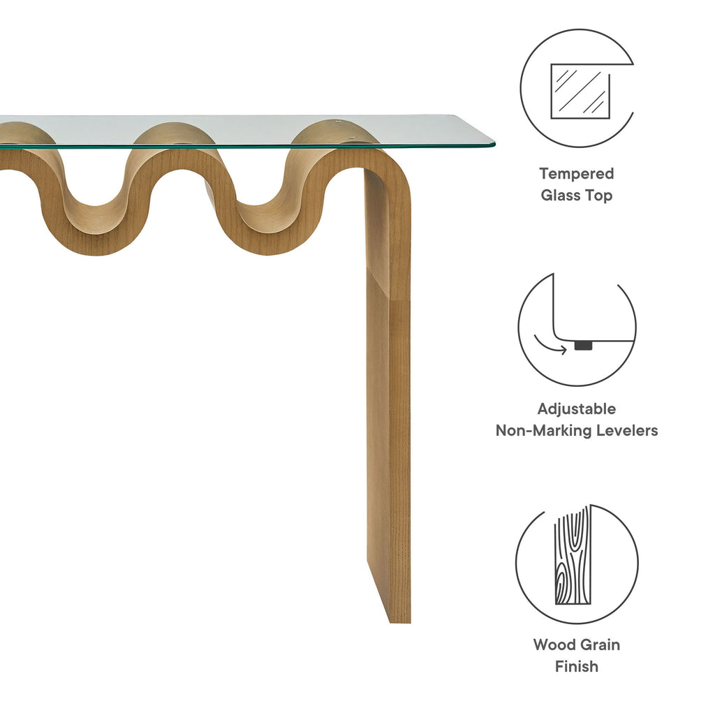 Ondine Glass Top 50" Console Table - Natural