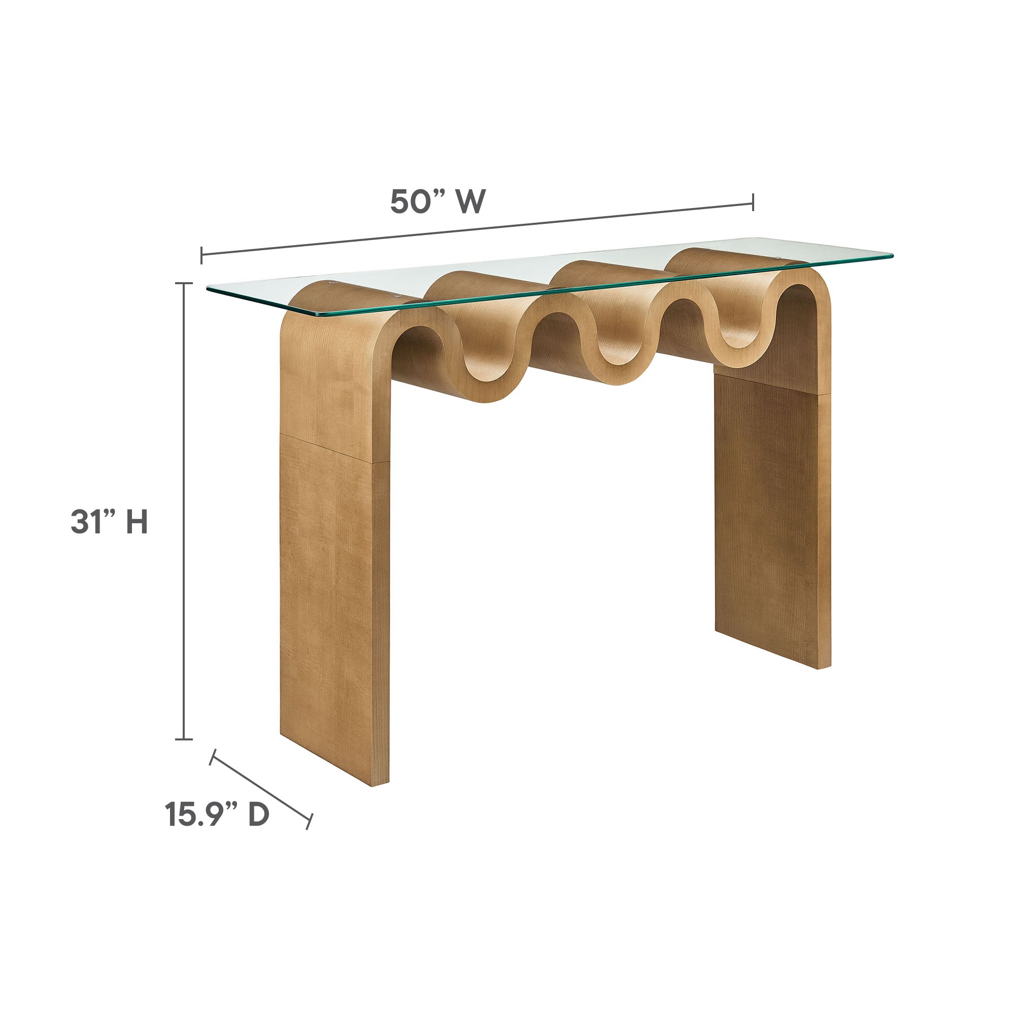 Ondine Glass Top 50" Console Table - Natural