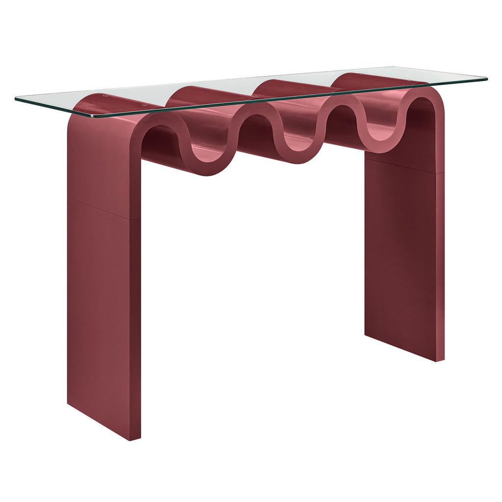 Ondine Glass Top 50" Console Table - Spiced Apple