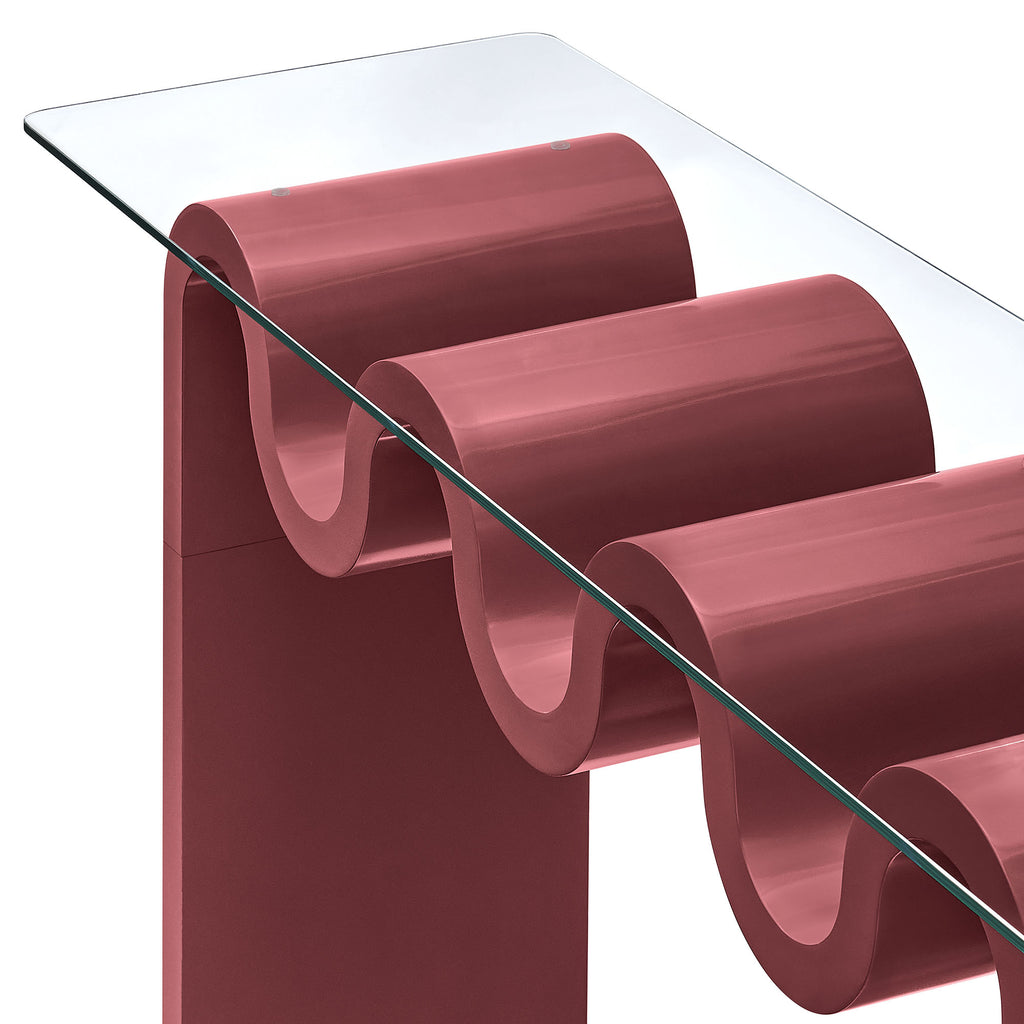Ondine Glass Top 50" Console Table - Spiced Apple