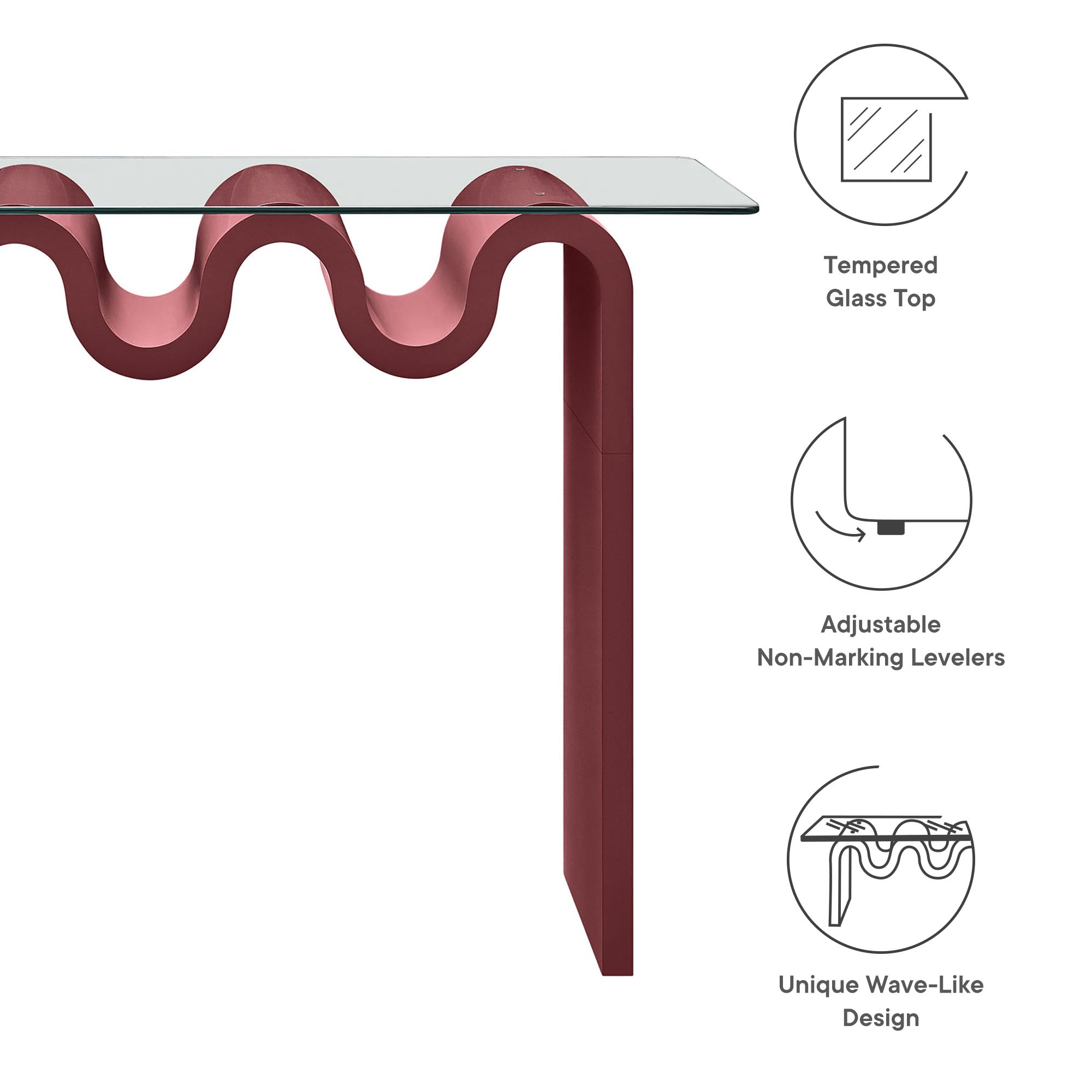 Ondine Glass Top 50" Console Table - Spiced Apple