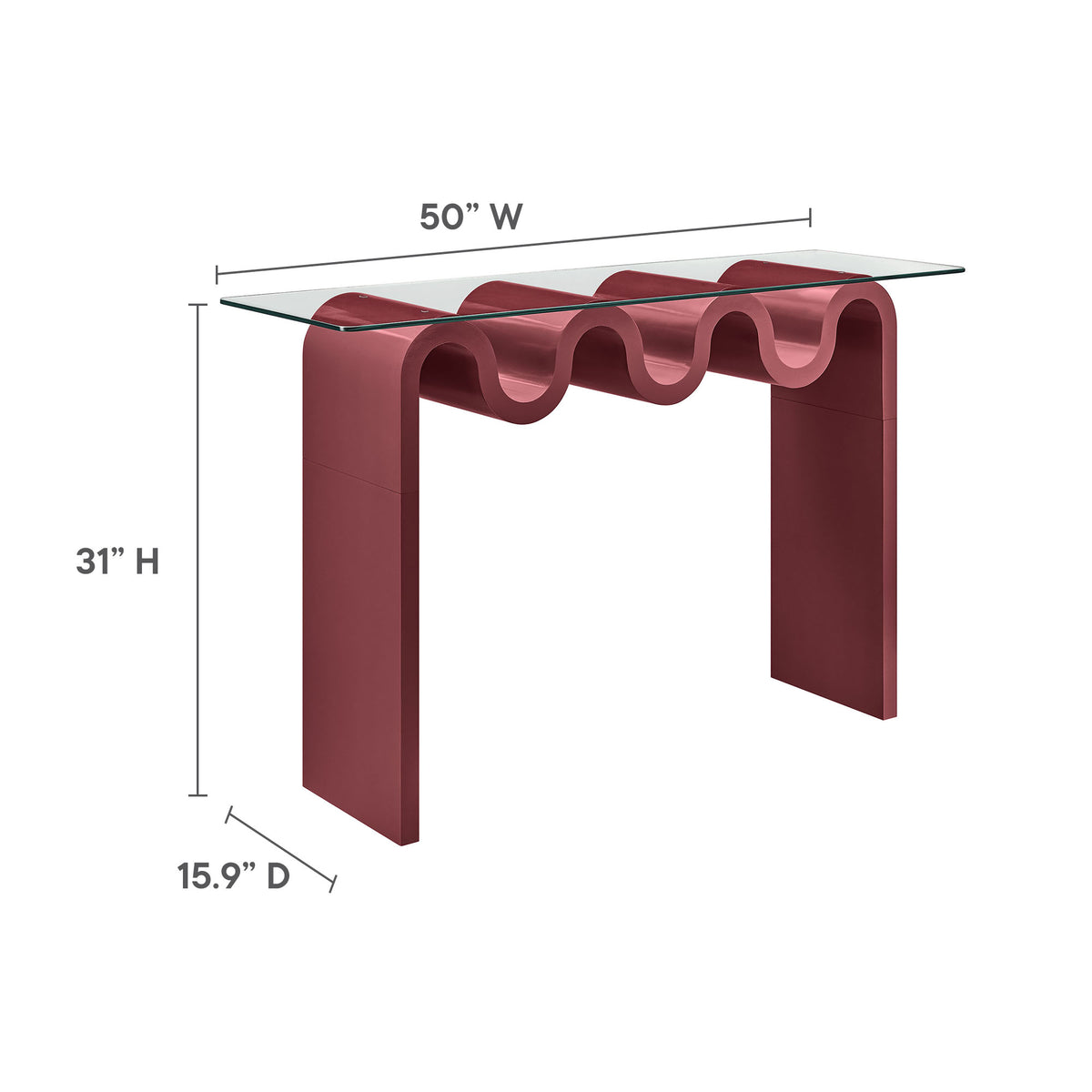 Ondine Glass Top 50" Console Table - Spiced Apple
