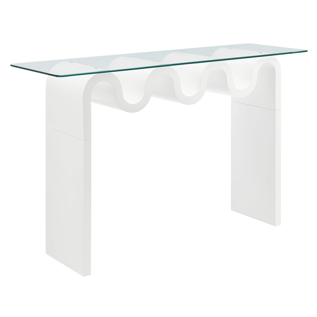 Ondine Glass Top 50" Console Table - White