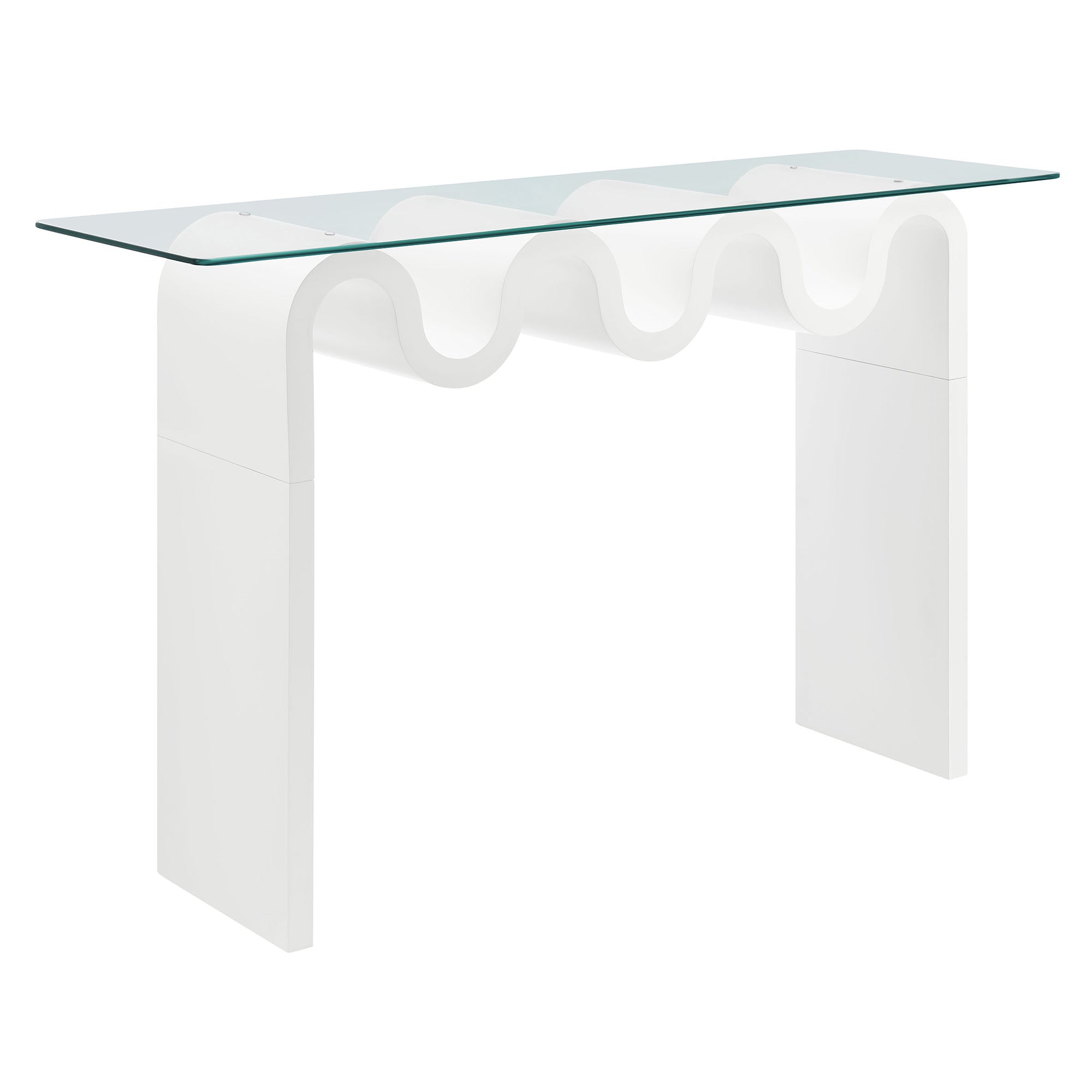 Ondine Glass Top 50" Console Table - White