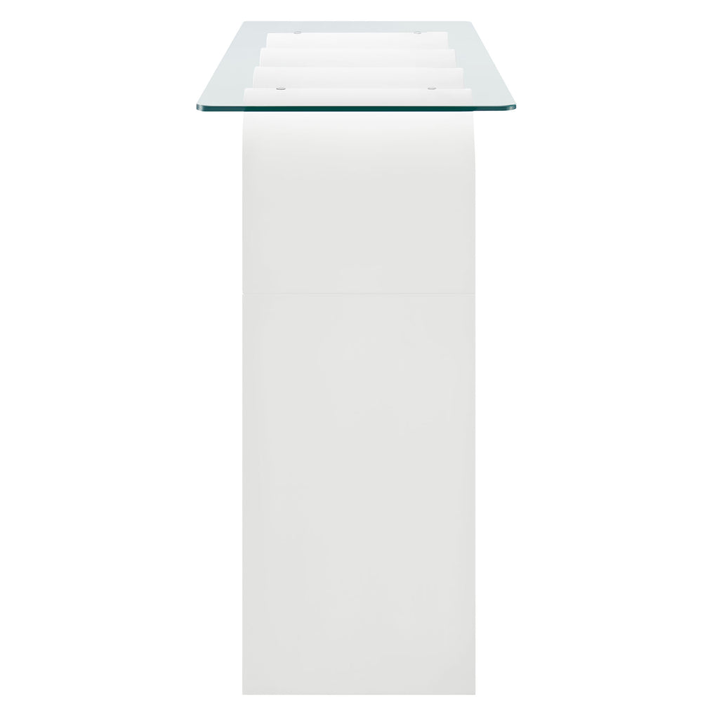 Ondine Glass Top 50" Console Table - White