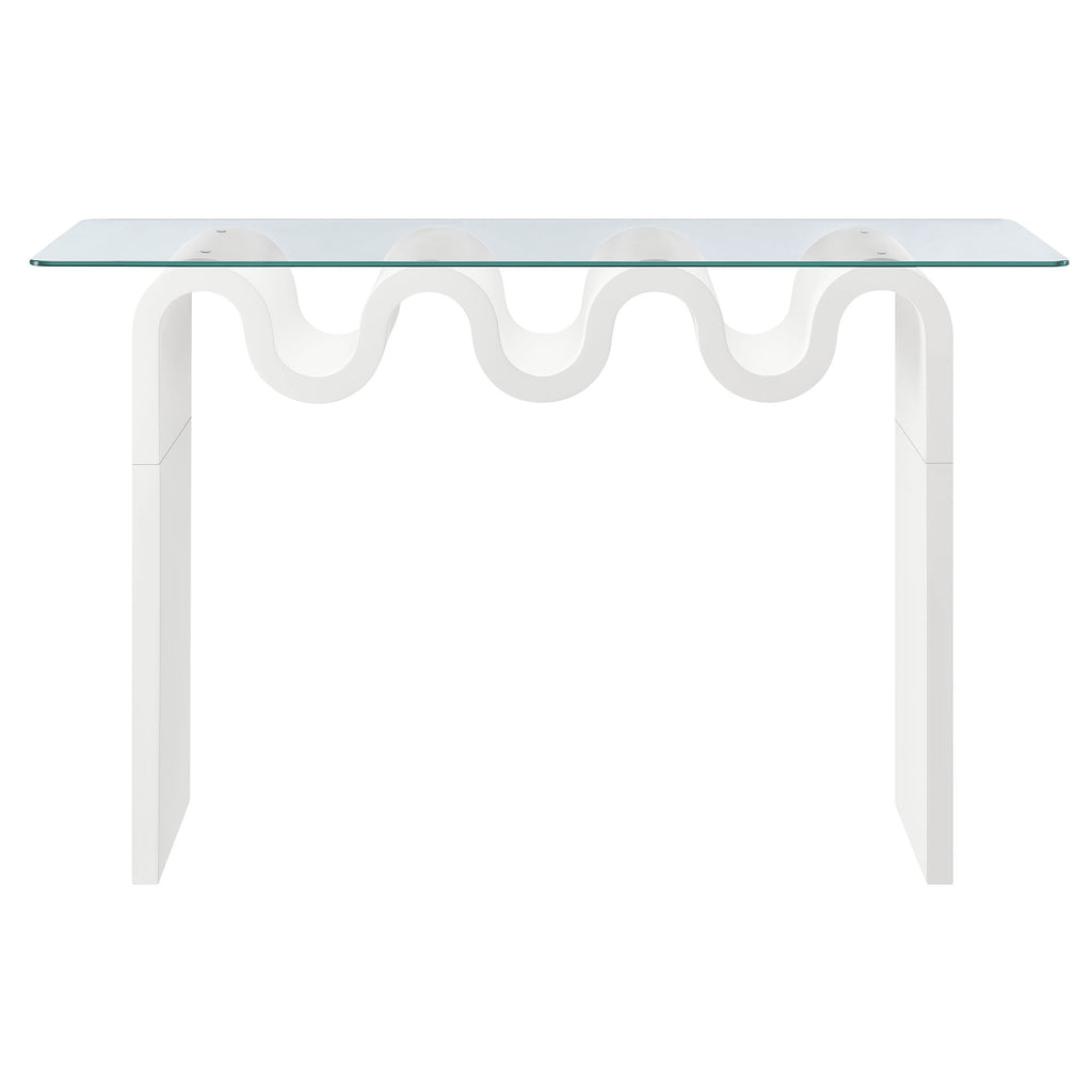 Ondine Glass Top 50" Console Table - White