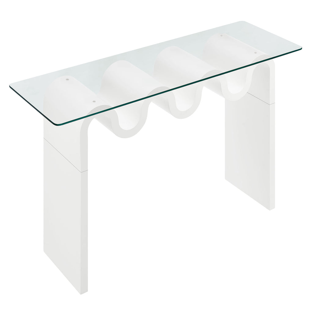 Ondine Glass Top 50" Console Table - White