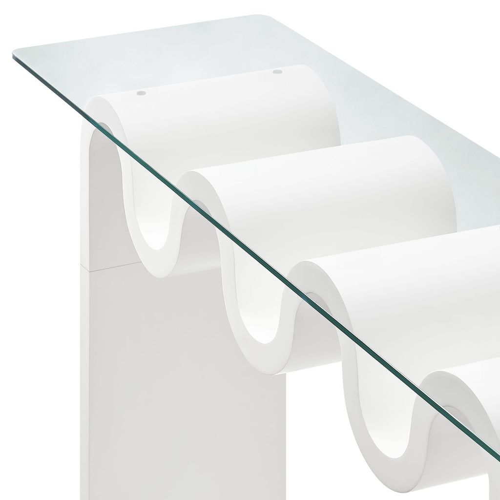 Ondine Glass Top 50" Console Table - White