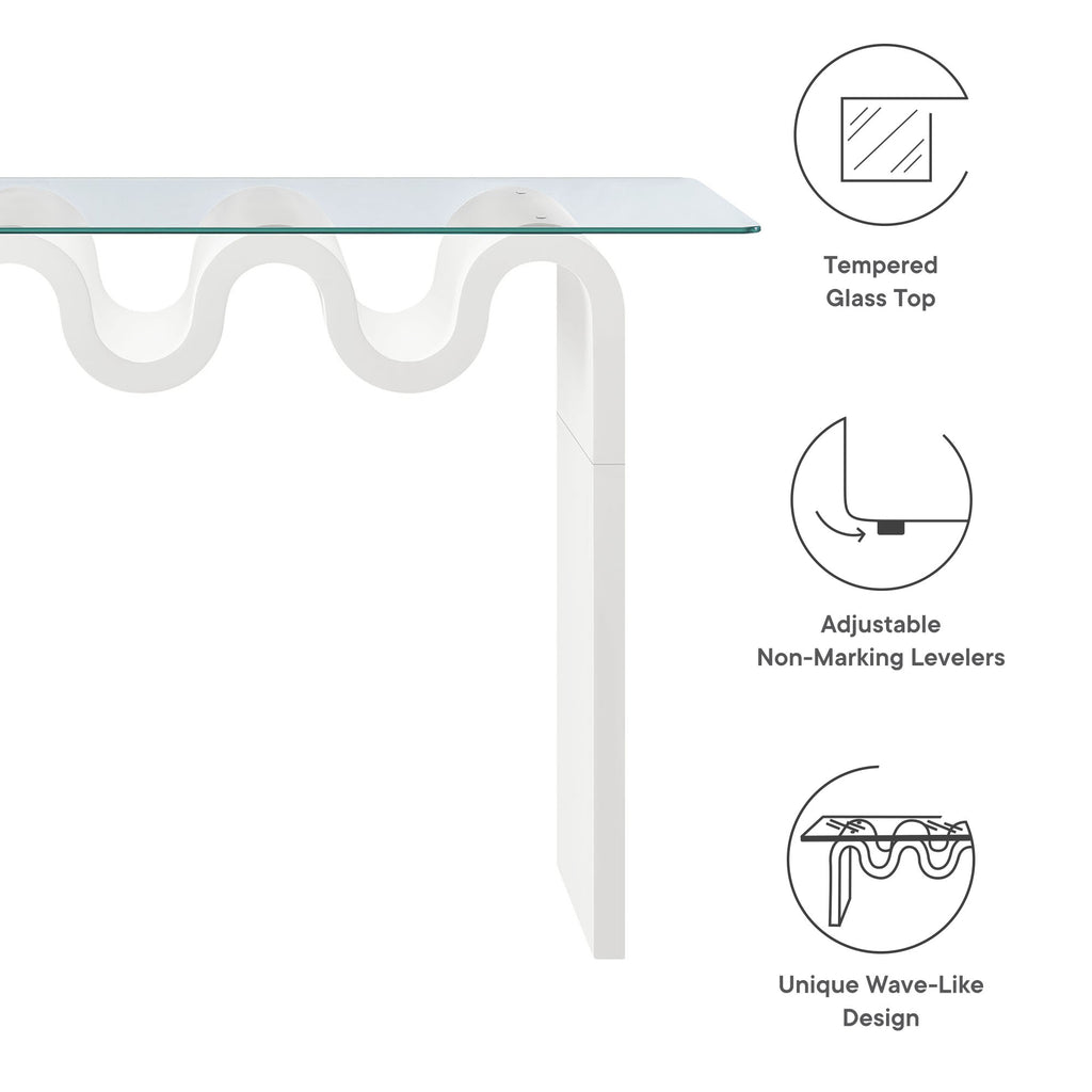 Ondine Glass Top 50" Console Table - White