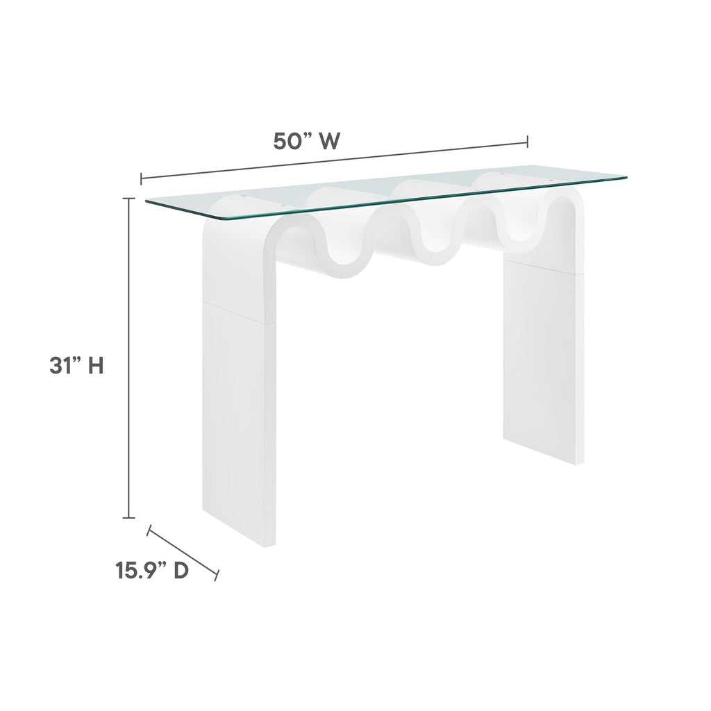 Ondine Glass Top 50" Console Table - White