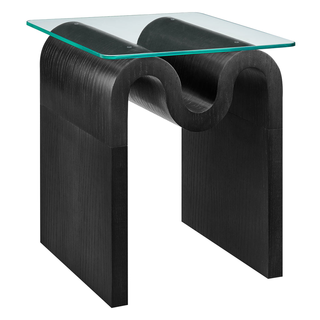 Ondine Glass Top Side Table - Black