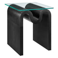 Ondine Glass Top Side Table - Black