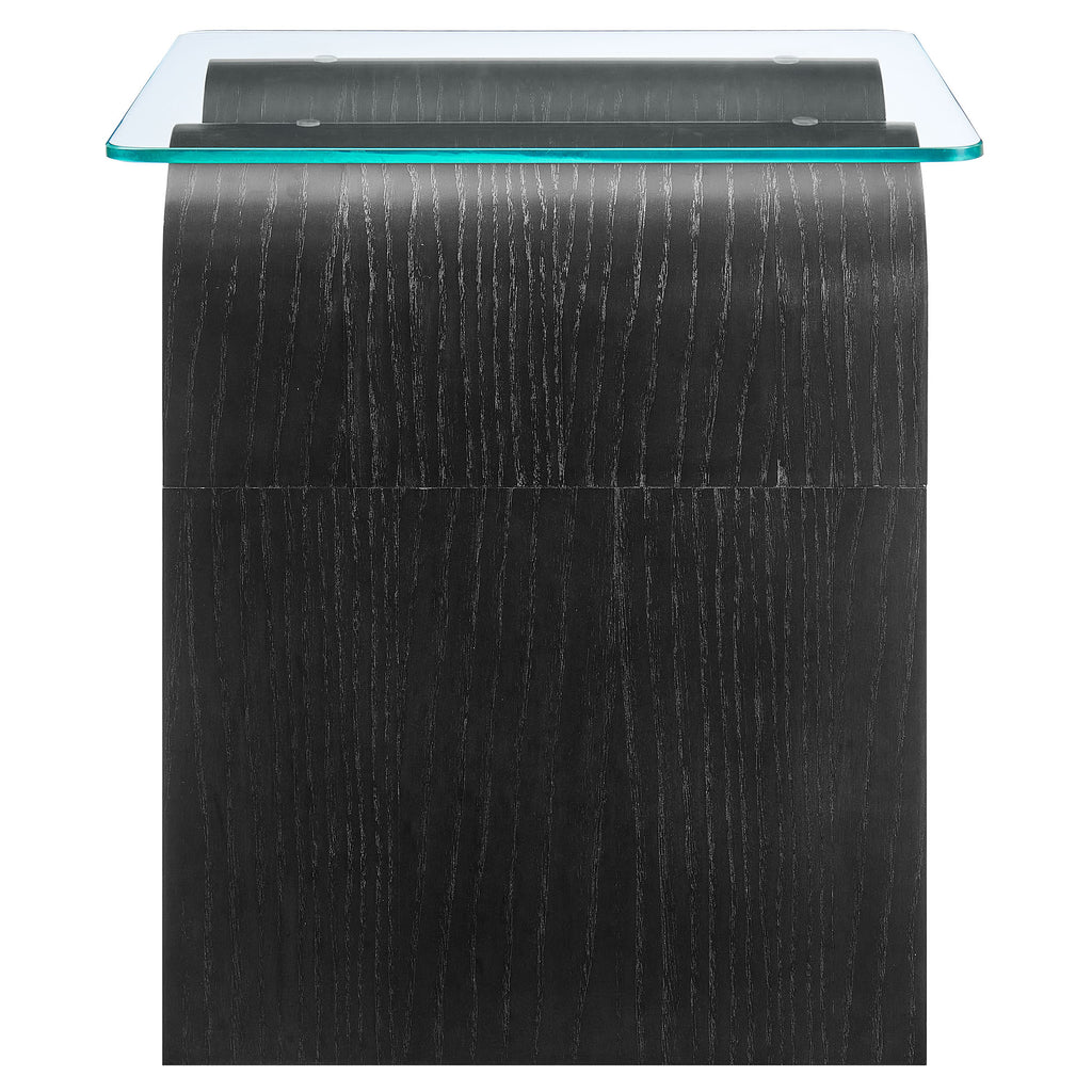 Ondine Glass Top Side Table - Black