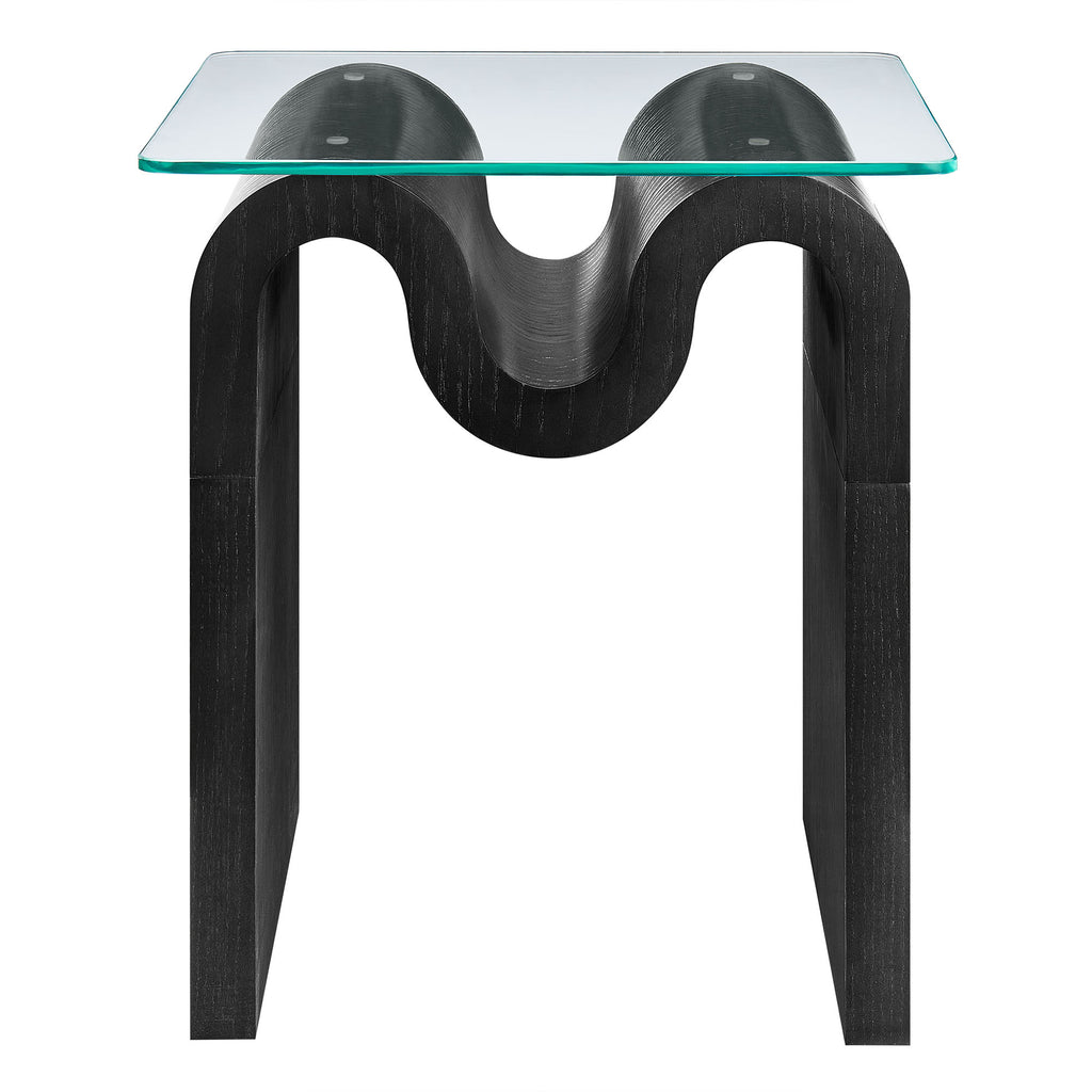 Ondine Glass Top Side Table - Black