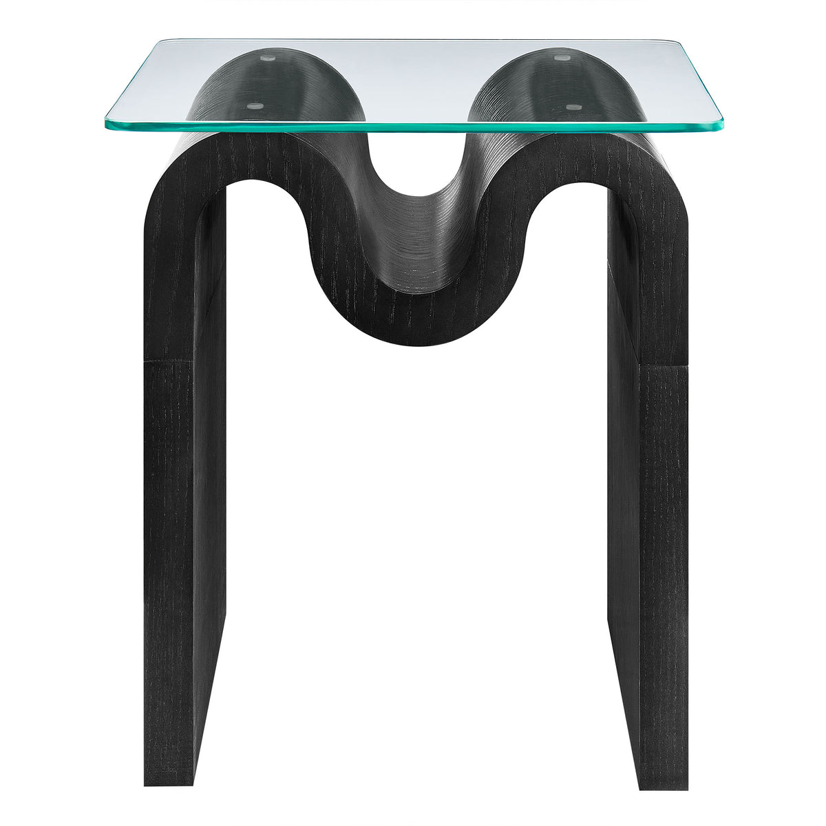 Ondine Glass Top Side Table - Black