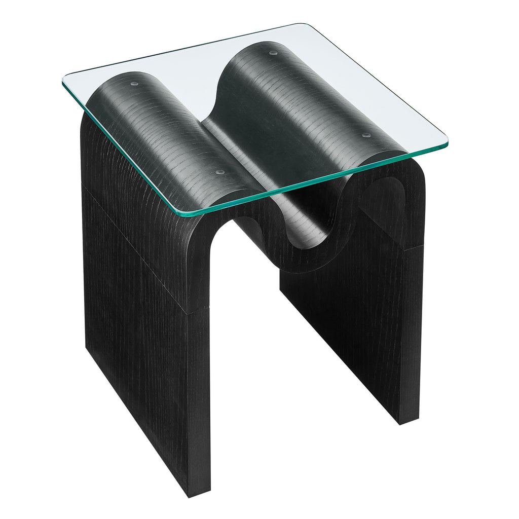 Ondine Glass Top Side Table - Black
