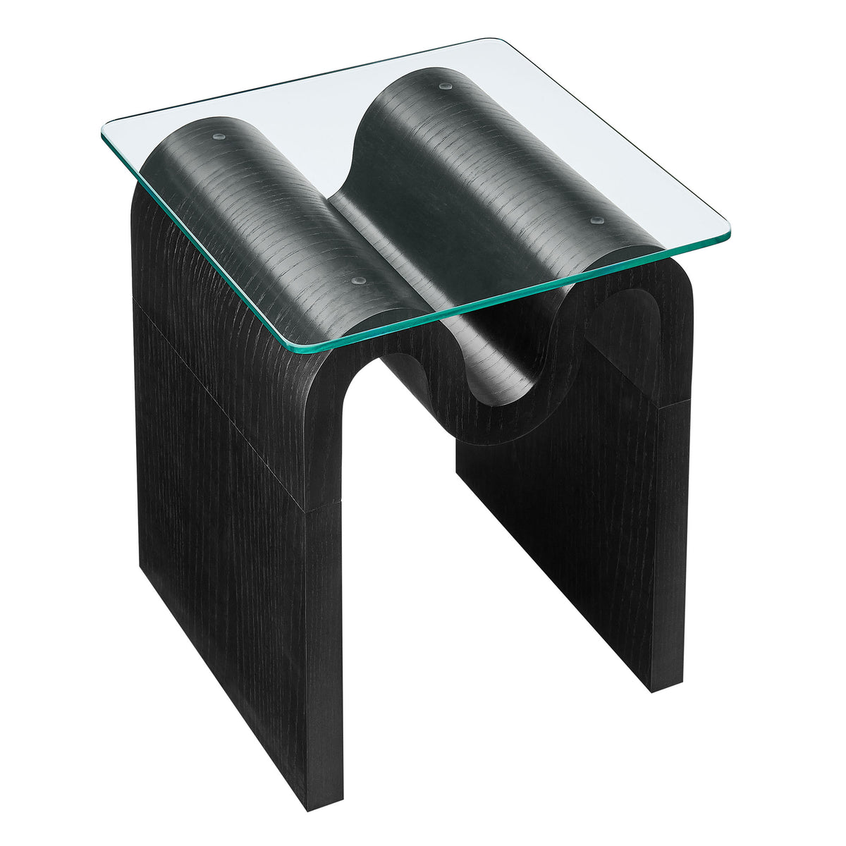 Ondine Glass Top Side Table - Black