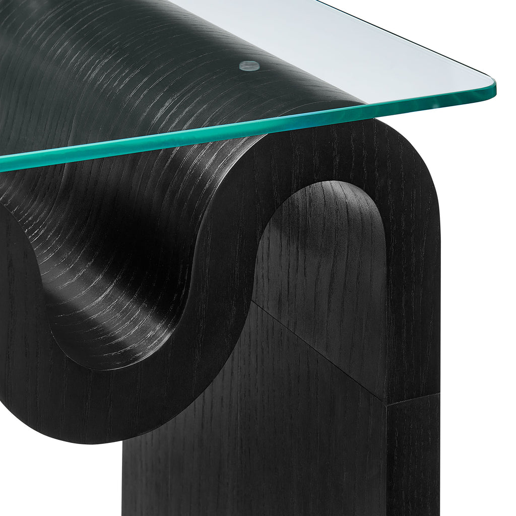 Ondine Glass Top Side Table - Black