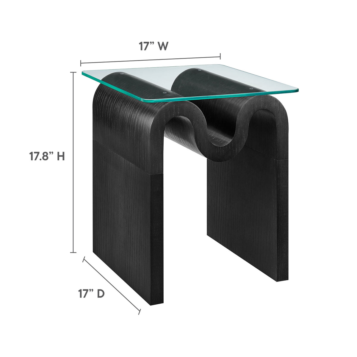 Ondine Glass Top Side Table - Black