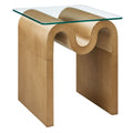 Ondine Glass Top Side Table - Natural