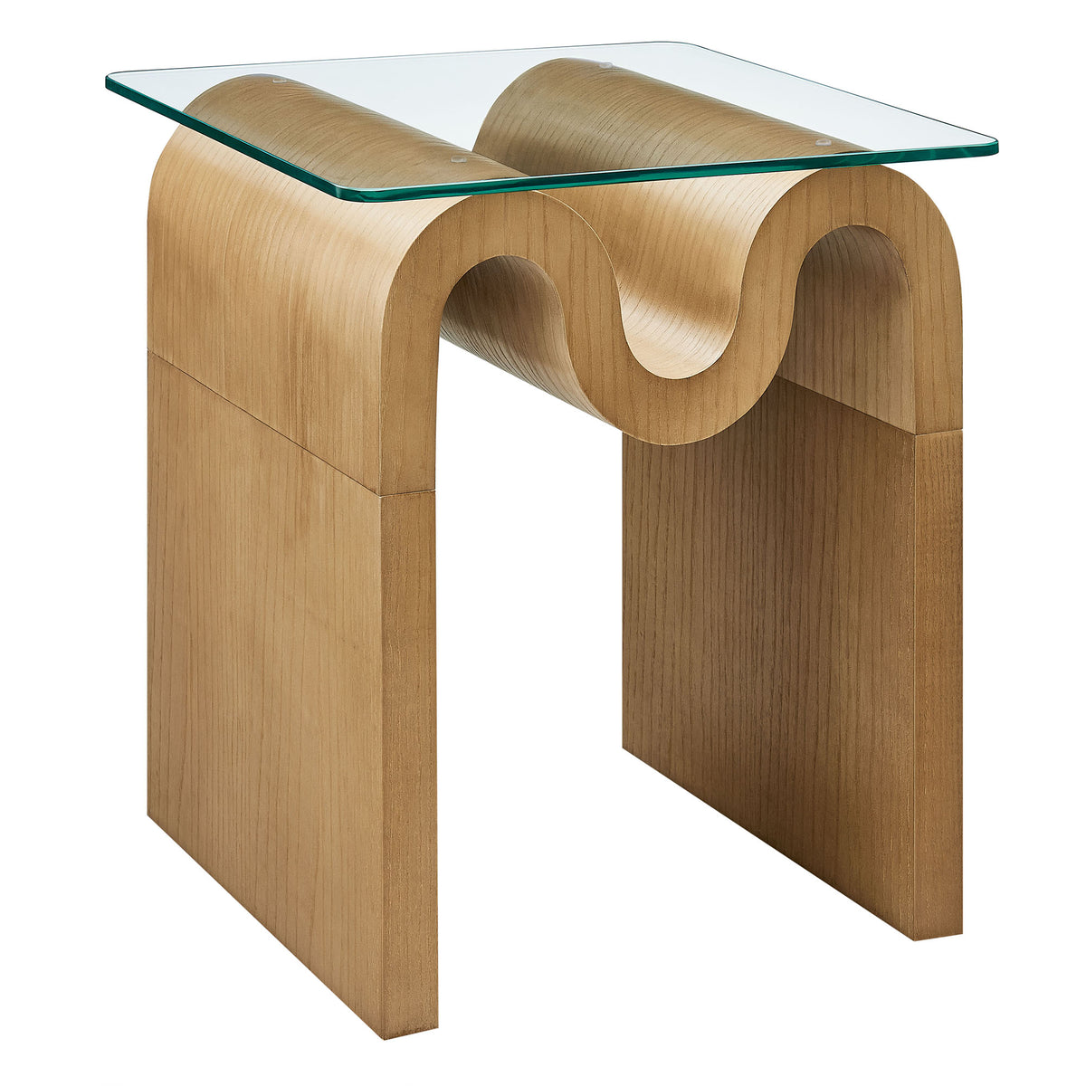 Ondine Glass Top Side Table - Natural