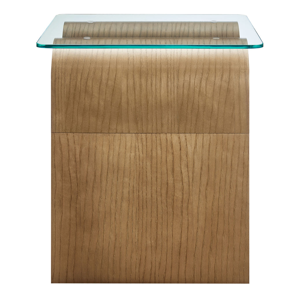 Ondine Glass Top Side Table - Natural