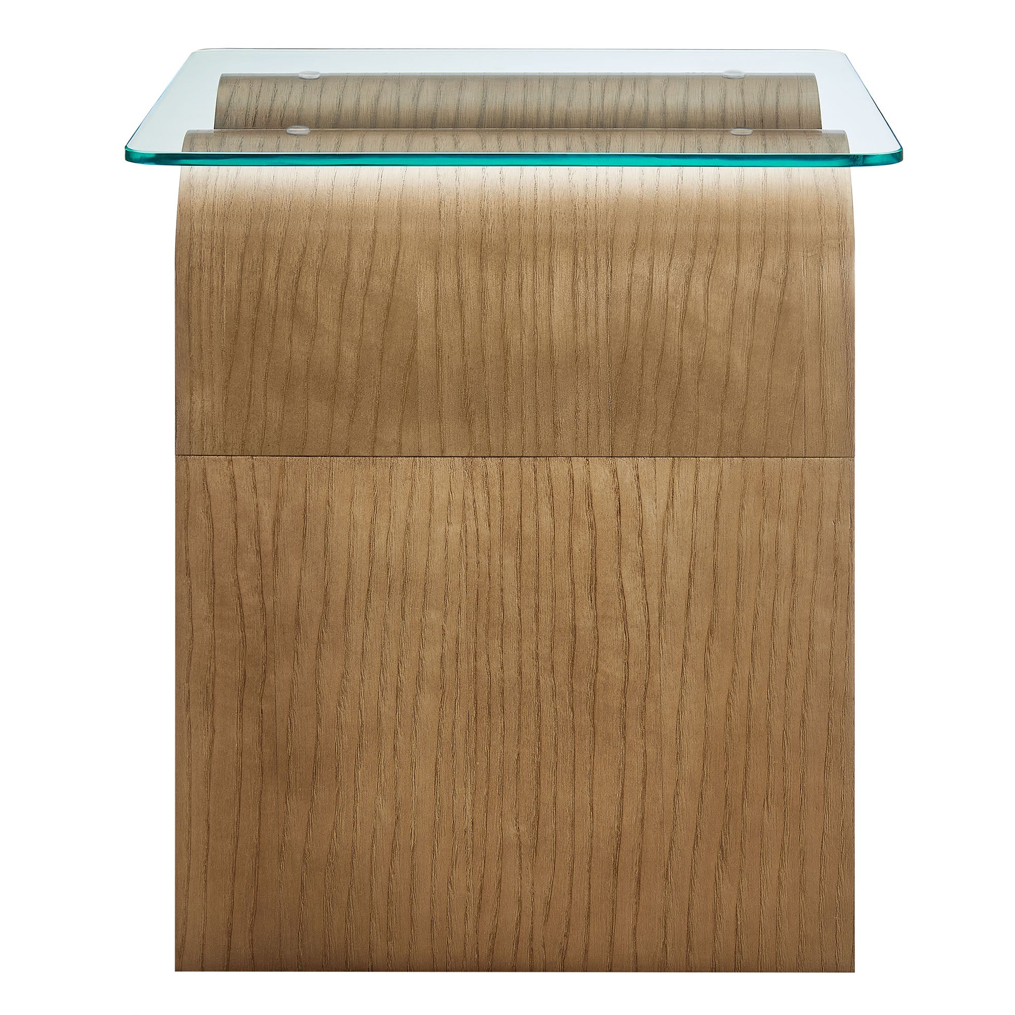 Ondine Glass Top Side Table - Natural