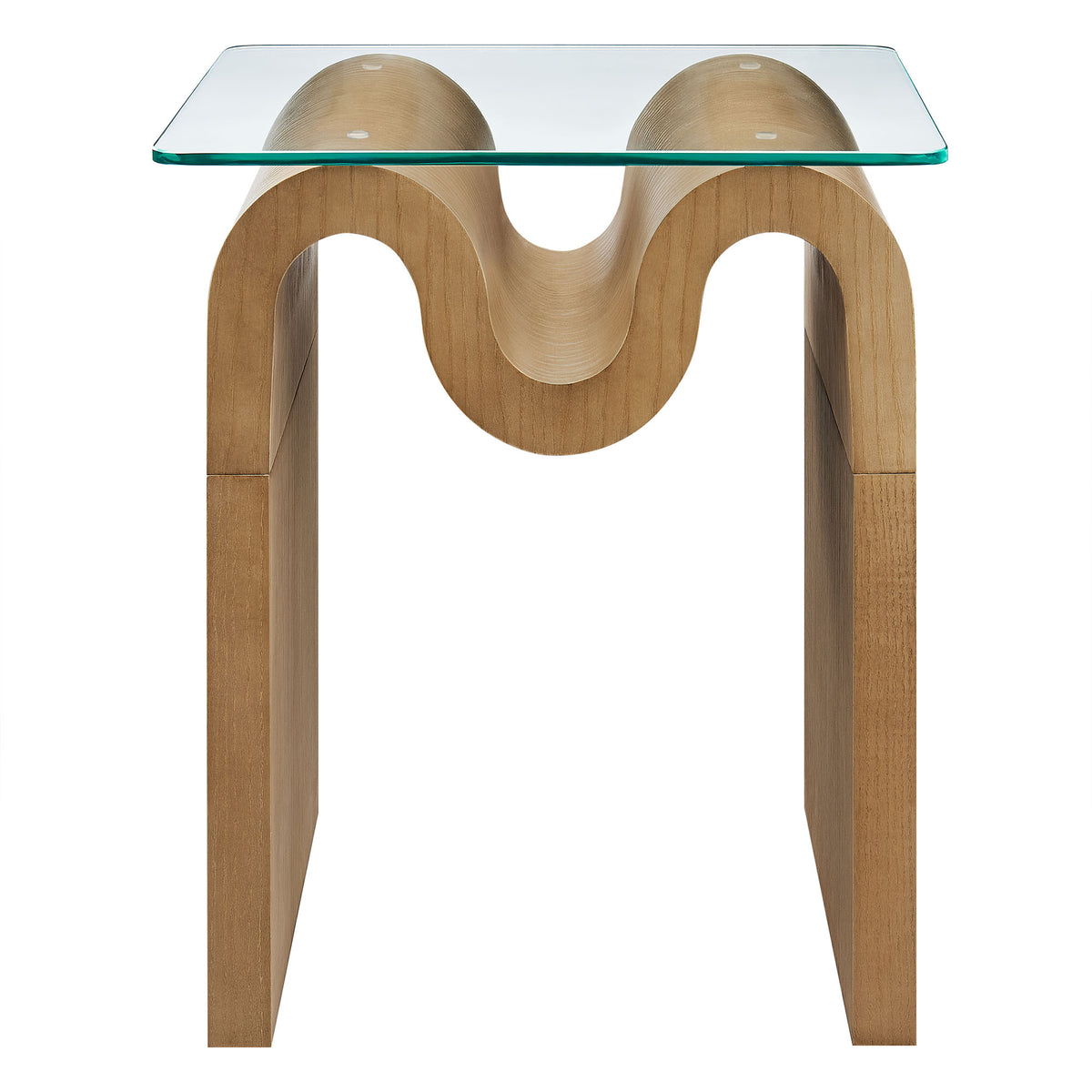 Ondine Glass Top Side Table - Natural