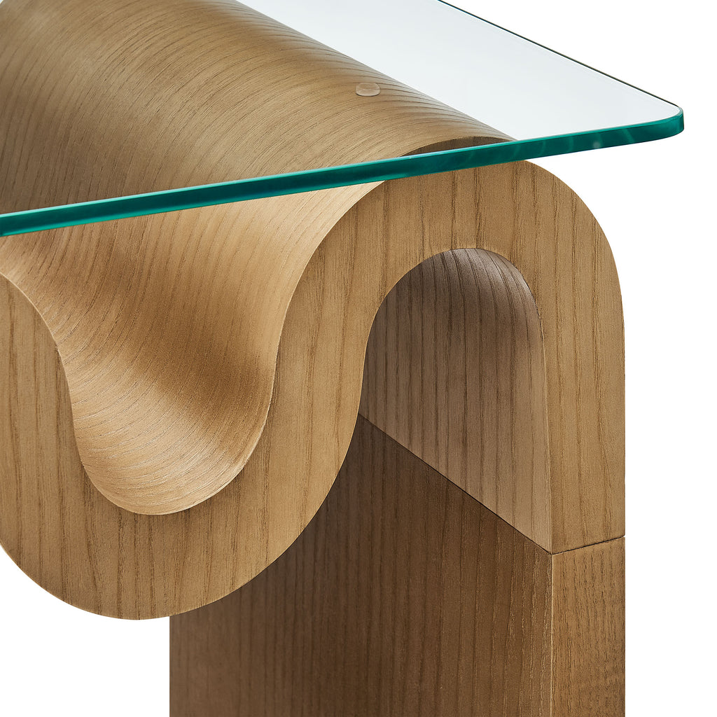 Ondine Glass Top Side Table - Natural