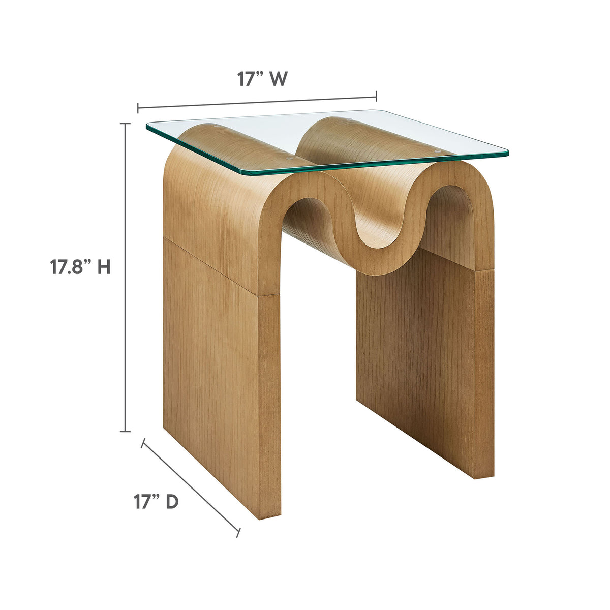Ondine Glass Top Side Table - Natural