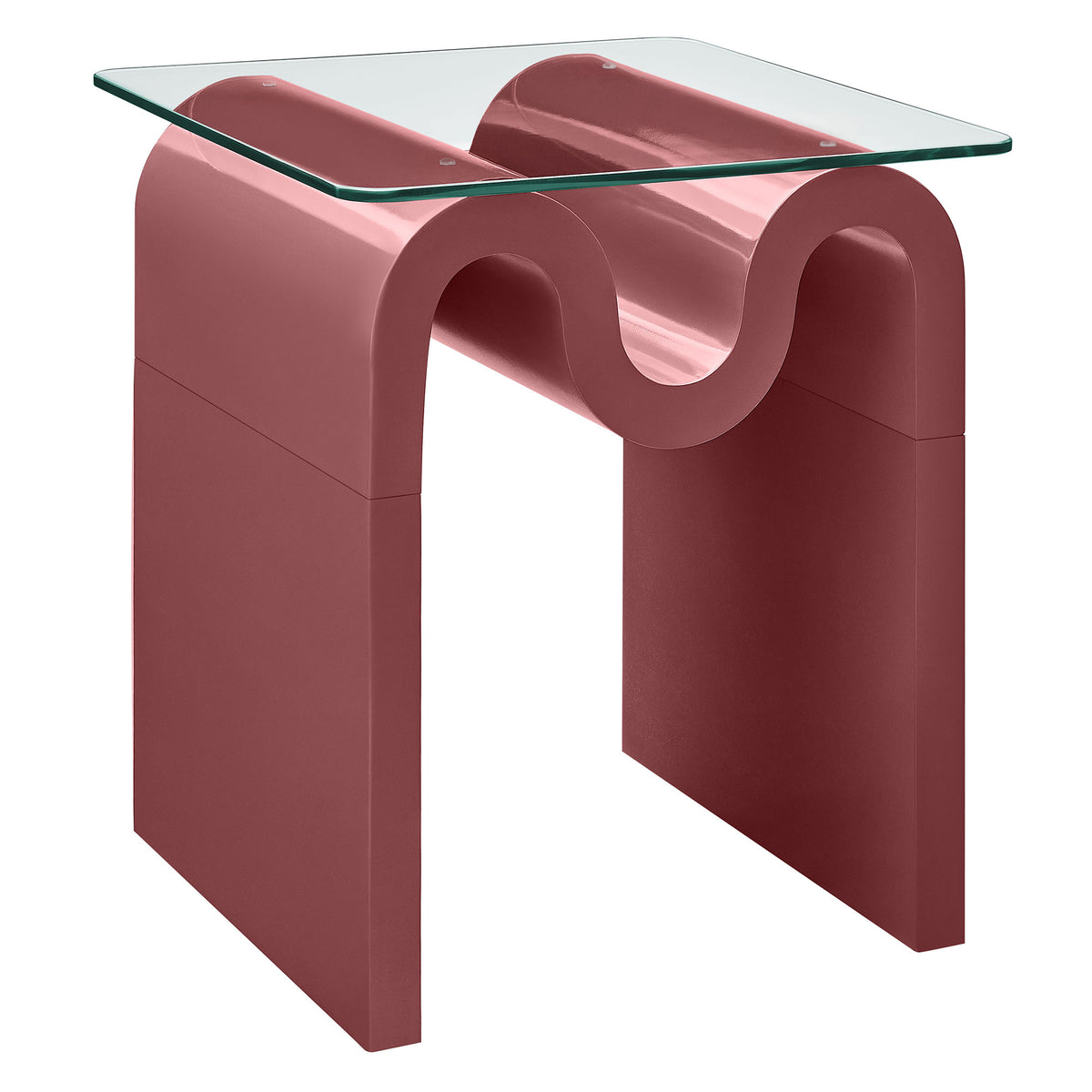 Ondine Glass Top Side Table - Spiced Apple