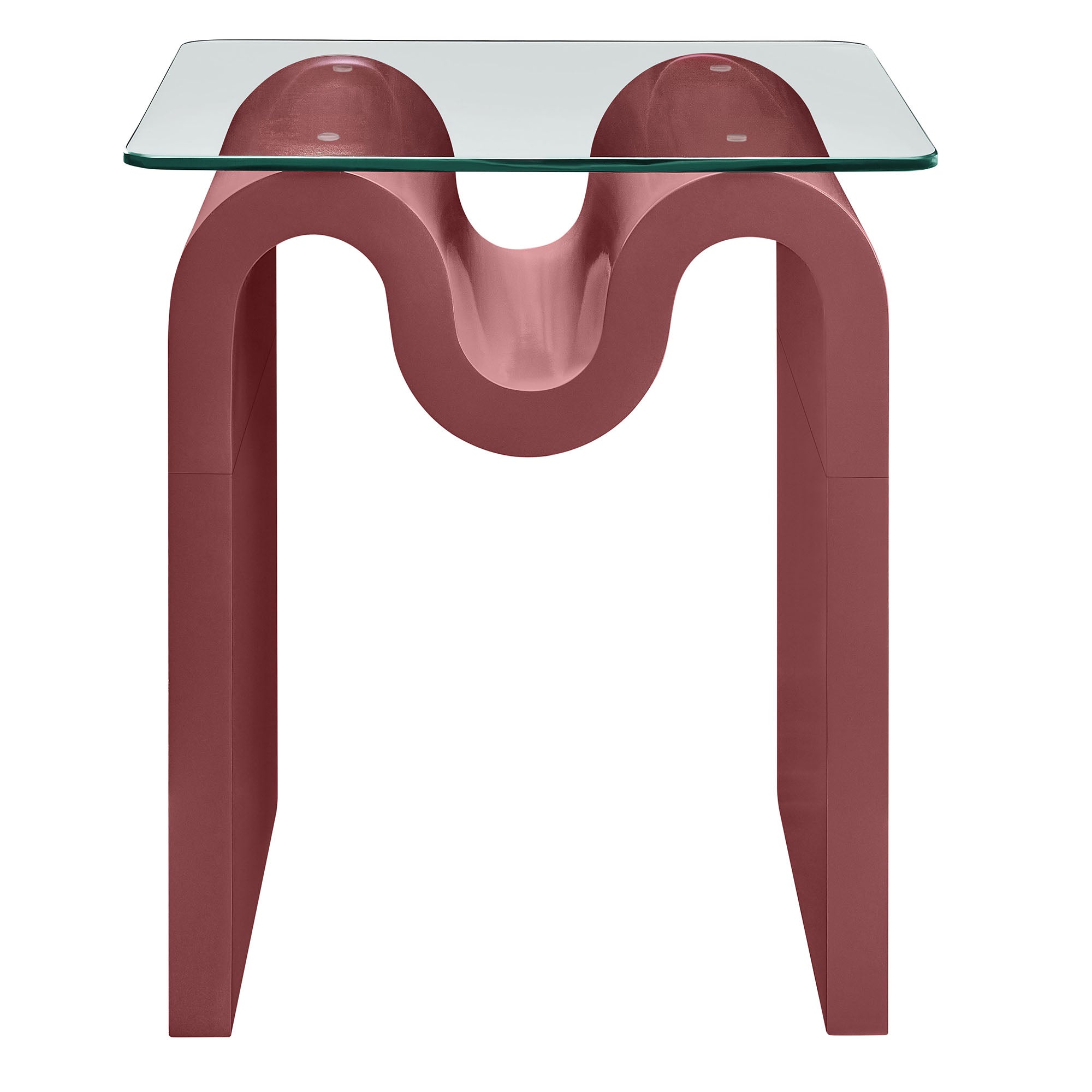 Ondine Glass Top Side Table - Spiced Apple
