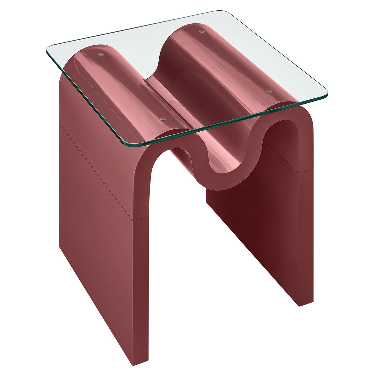Ondine Glass Top Side Table - Spiced Apple