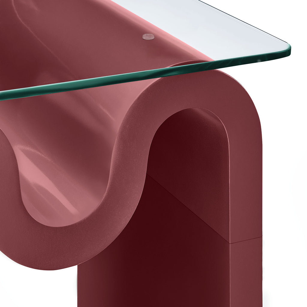 Ondine Glass Top Side Table - Spiced Apple