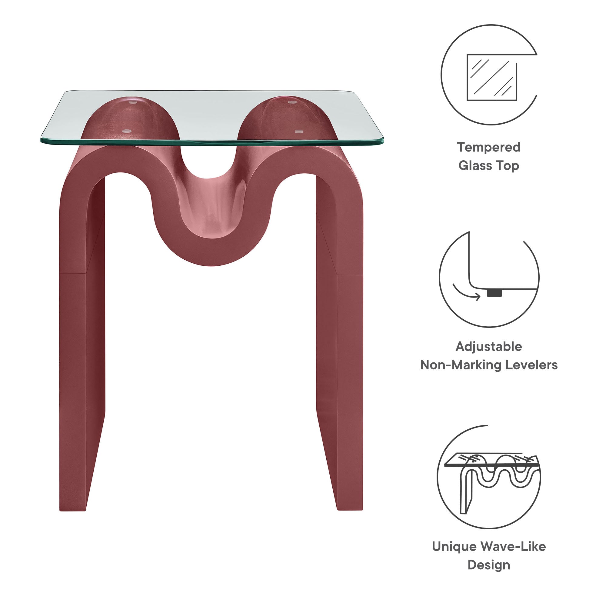 Ondine Glass Top Side Table - Spiced Apple