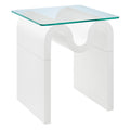 Ondine Glass Top Side Table - White
