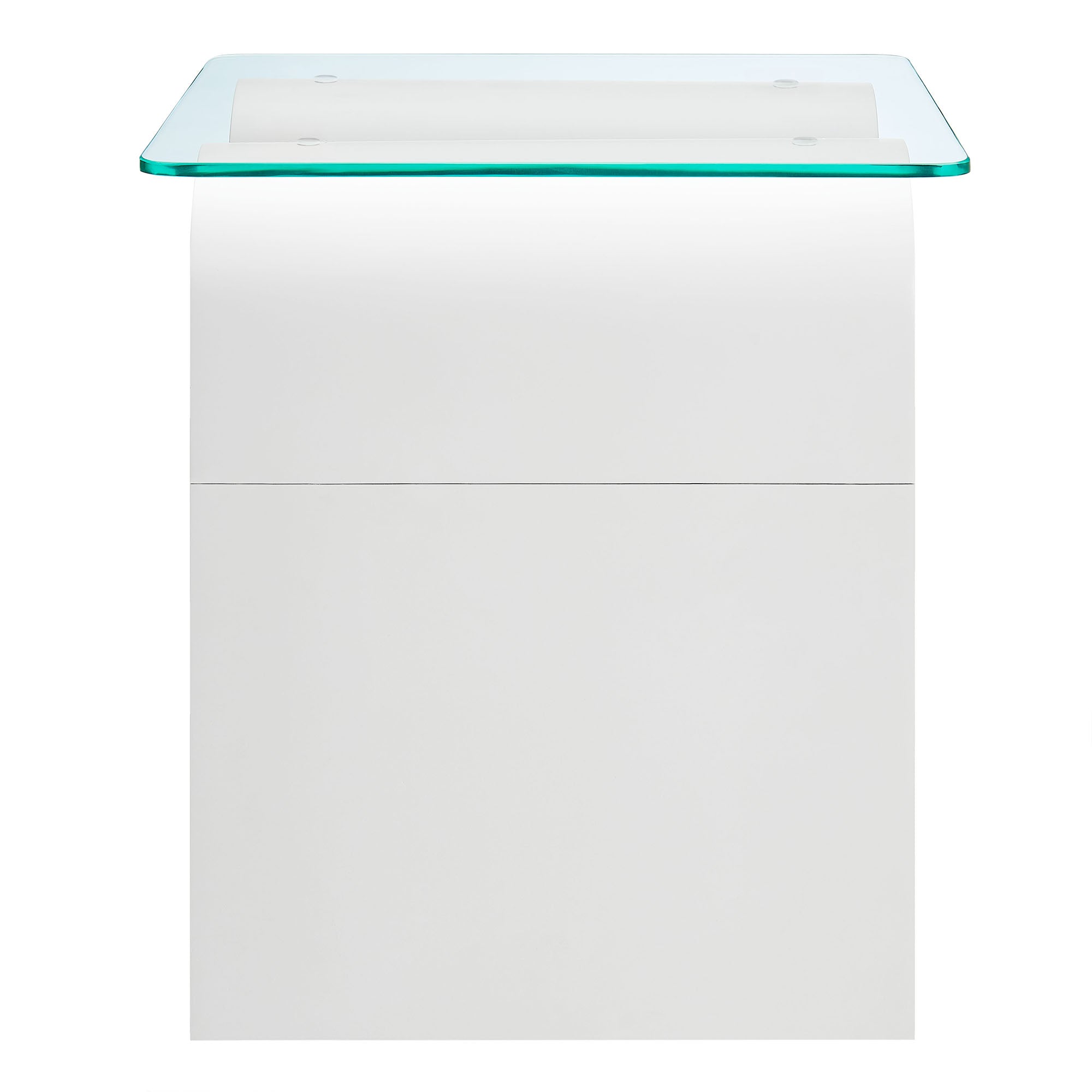 Ondine Glass Top Side Table - White