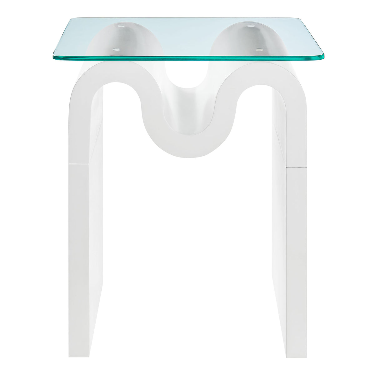 Ondine Glass Top Side Table - White