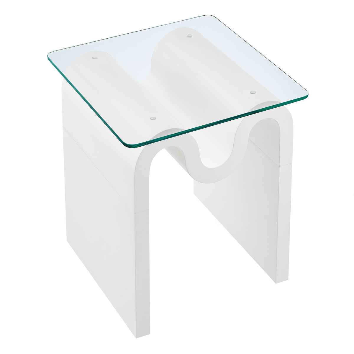 Ondine Glass Top Side Table - White