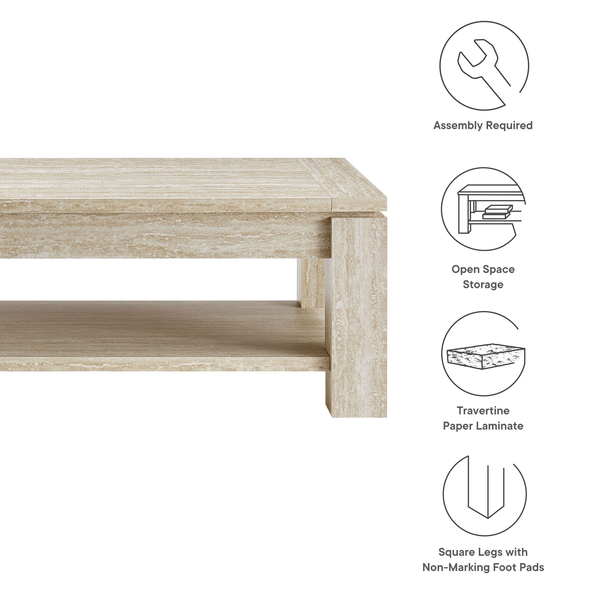 Hollis Travertine Coffee Table